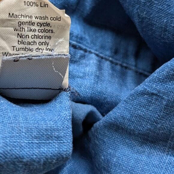 Madewell Jumpsuit Blue Straight Leg 100% Linen Pockets Cut-Out Elastic Back 4 - Picture 16 of 16